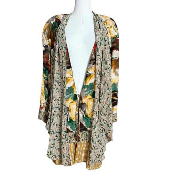 CAROLE LITTLE Vintage 80s Abstract Kimono Artsy Boho Cardigan Tunic Size 14 - Picture 10 of 15